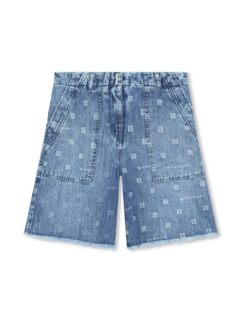 Givenchy Kids 4G-pattern denim shorts - Blue von Givenchy Kids