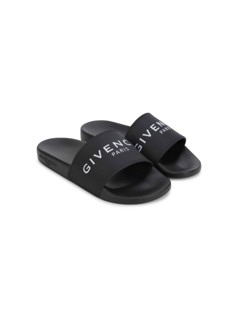 Givenchy Kids Aqua logo-print slides - Black von Givenchy Kids