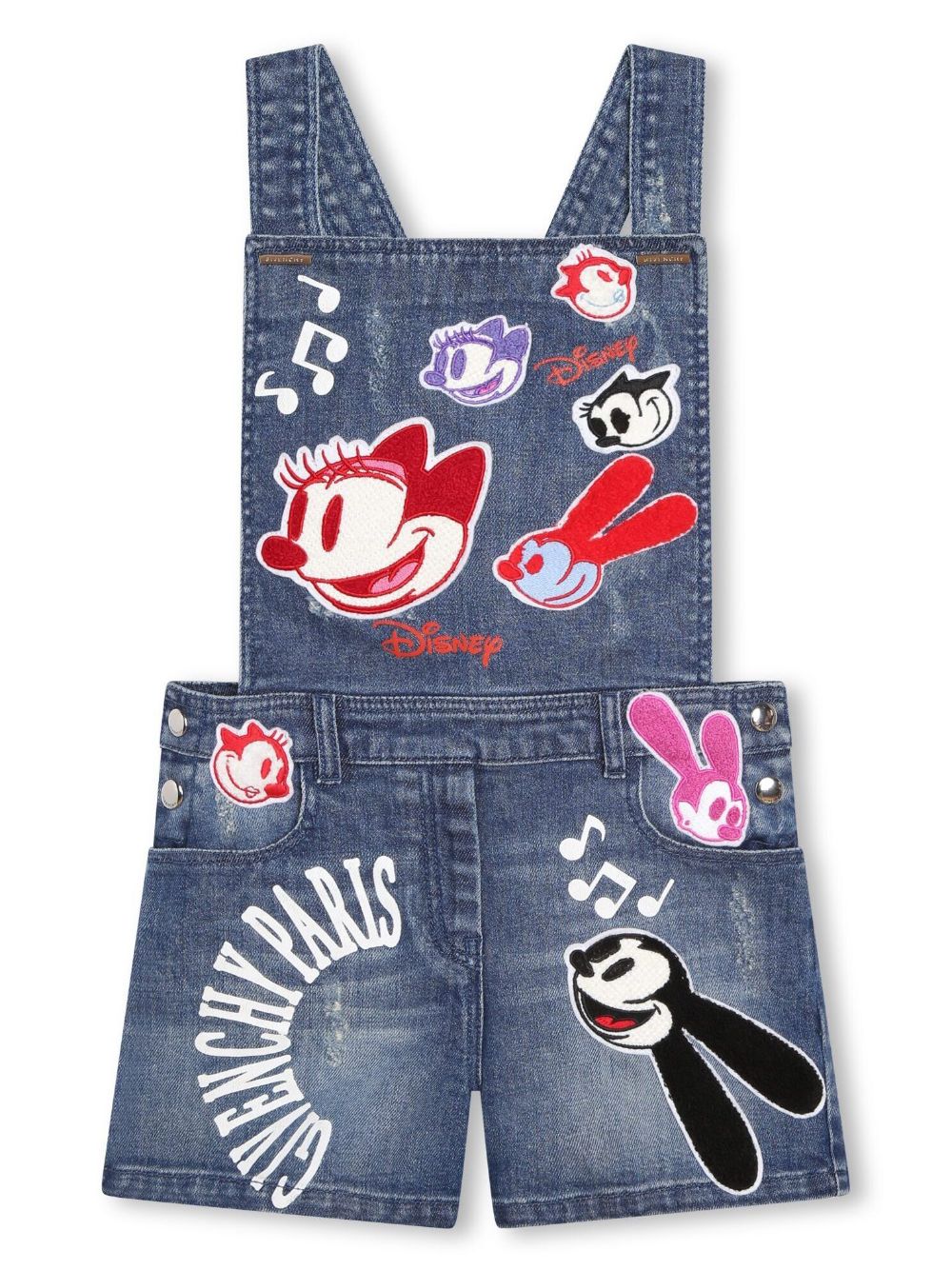 Givenchy Kids cartoon-patch denim dungaree - Blue von Givenchy Kids