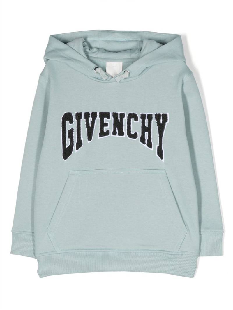 Givenchy Kids chenille logo-patch hoodie - Blue von Givenchy Kids