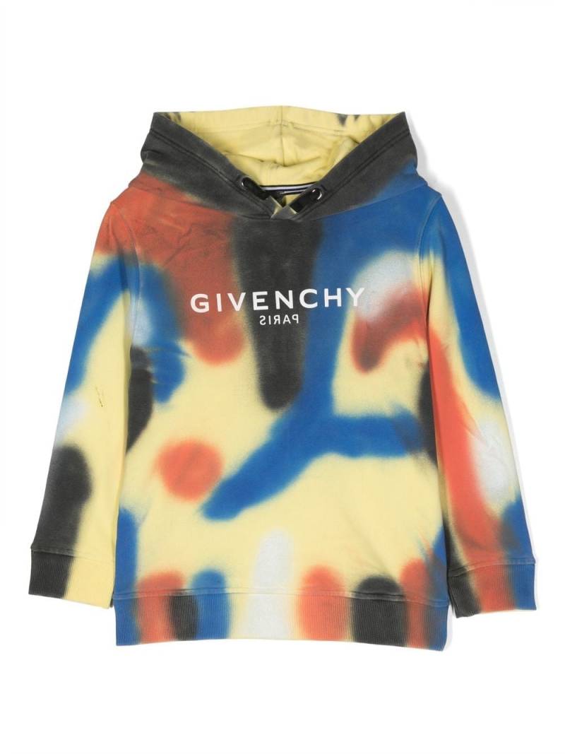 Givenchy Kids graffiti-effect logo-print hoodie - Yellow von Givenchy Kids