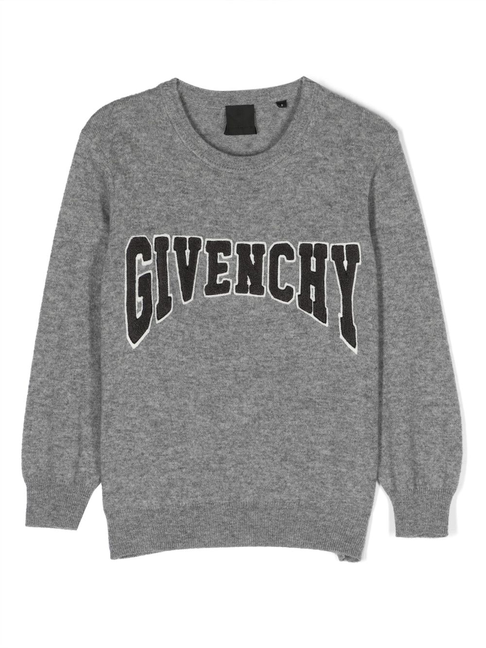 Givenchy Kids logo-appliqué marl-knit jumper - Grey von Givenchy Kids