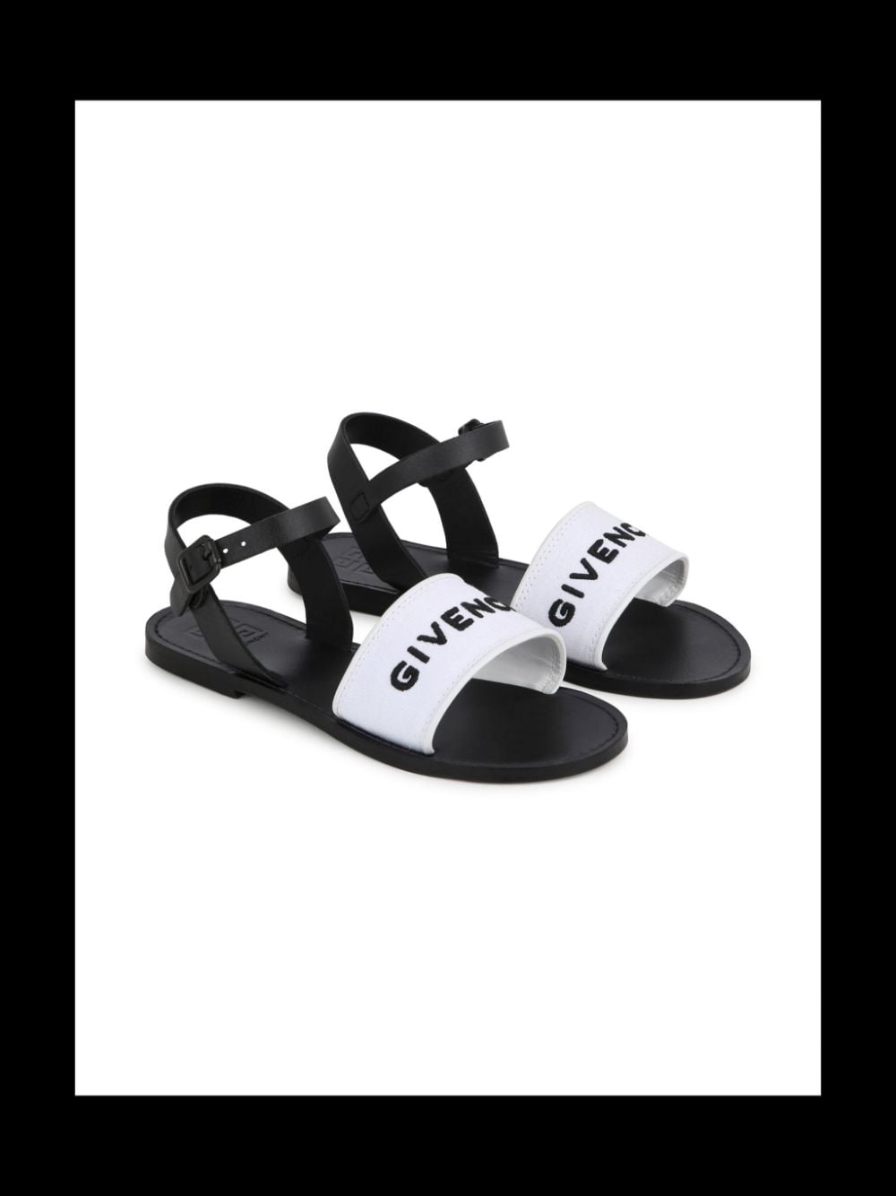 Givenchy Kids logo-embroidered leather sandals - Black von Givenchy Kids