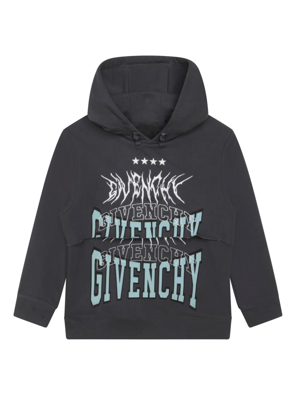 Givenchy Kids logo-embroidered raw-cut detail hoodie - Grey von Givenchy Kids