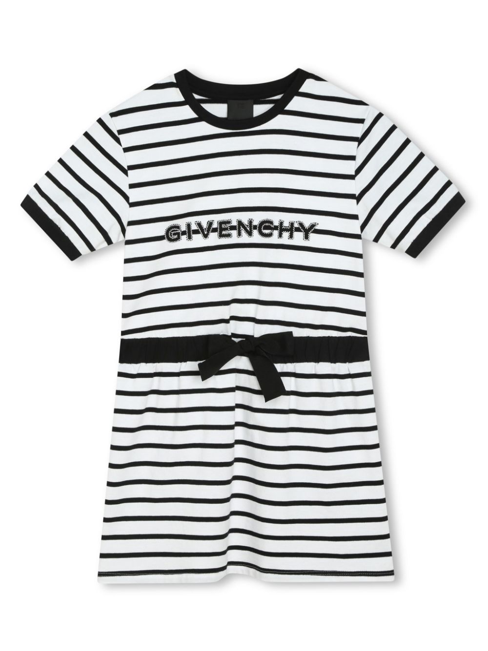 Givenchy Kids logo-embroidered striped dress - Black von Givenchy Kids