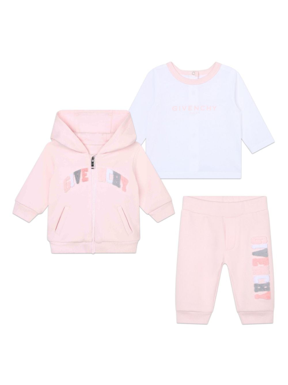 Givenchy Kids logo-patch zip-up cotton tracksuit - Pink von Givenchy Kids