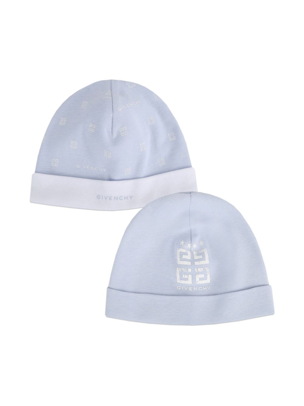 Givenchy Kids logo-print cotton hat (set of 2) - Blue von Givenchy Kids