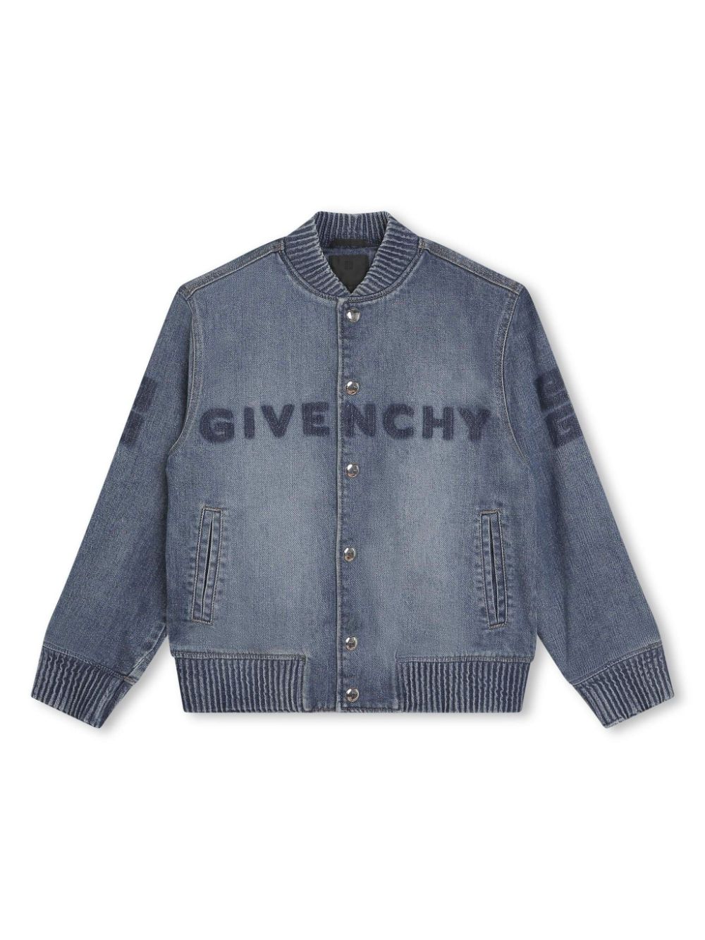 Givenchy Kids logo-print denim bomber jacket - Blue von Givenchy Kids