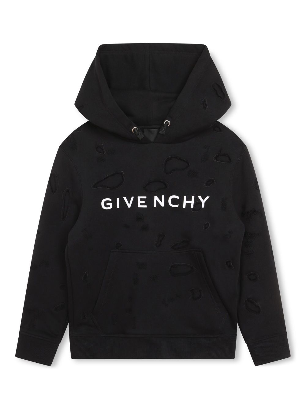 Givenchy Kids logo-print distressed cotton hoodie - Black von Givenchy Kids