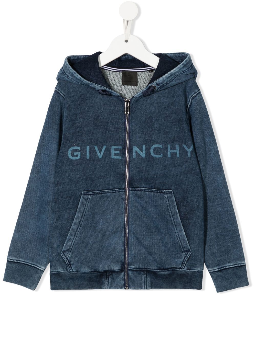 Givenchy Kids logo-print zipped hoodie - Blue von Givenchy Kids