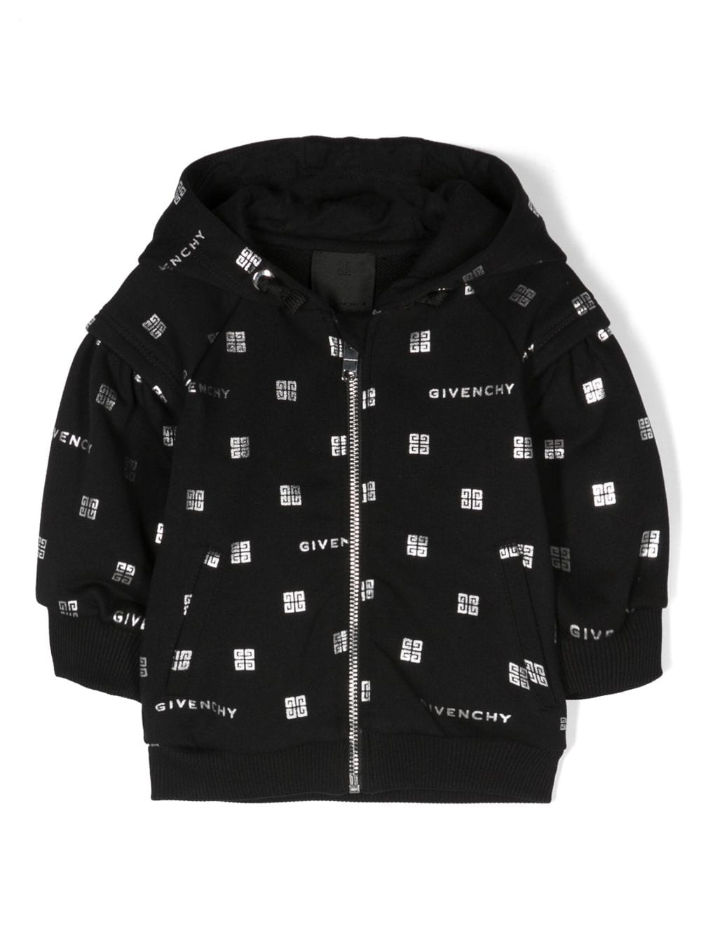 Givenchy Kids metallic-logo print cotton hoodie - Black von Givenchy Kids