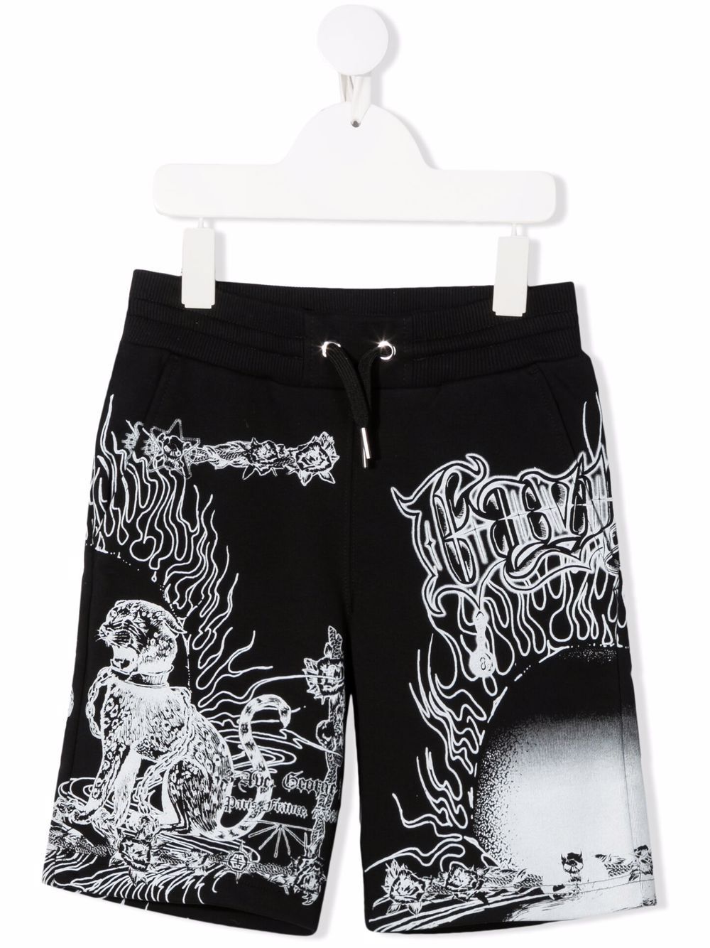 Givenchy Kids panther-print cotton track shorts - Black von Givenchy Kids