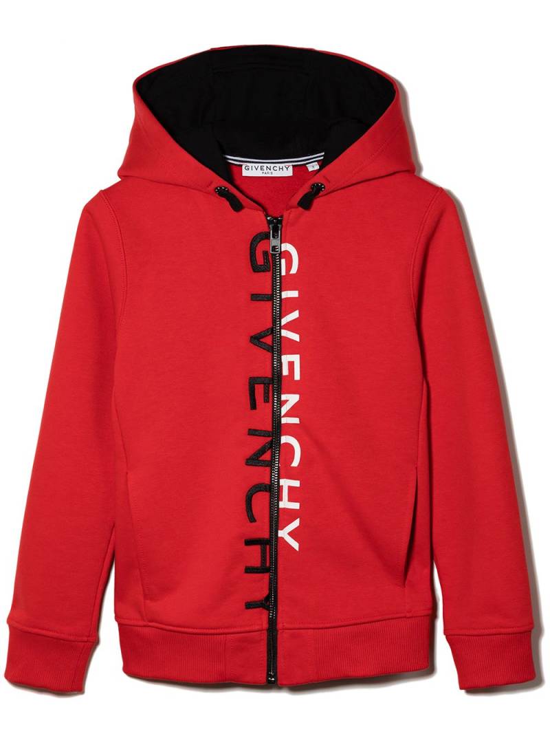 Givenchy Kids split logo zipped hoodie - Red von Givenchy Kids