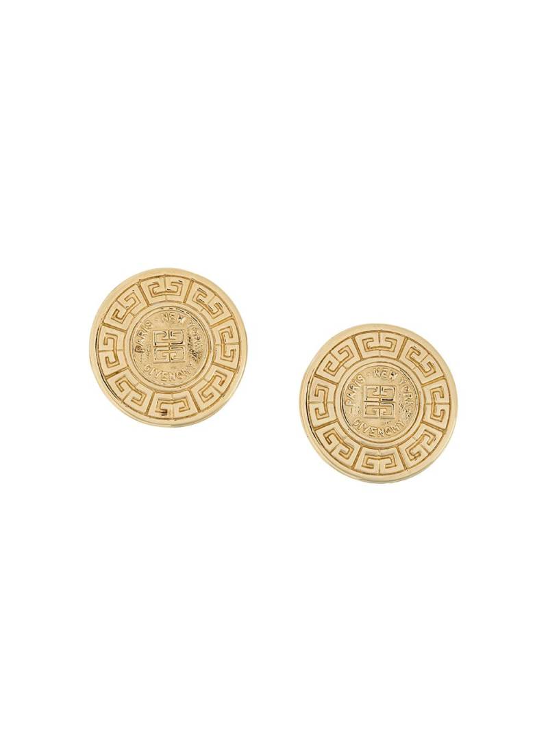 Givenchy Pre-Owned 1980s logo-embossed clip-on earrings - Gold von Givenchy Pre-Owned