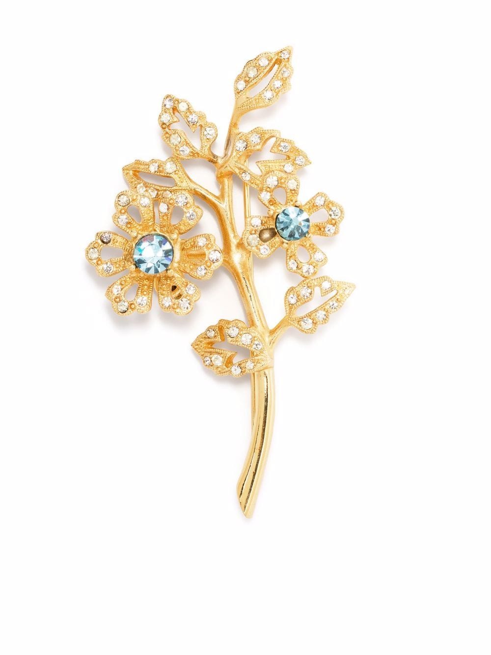 Givenchy Pre-Owned 1990s crystal-embellished leaf brooch - Gold von Givenchy Pre-Owned
