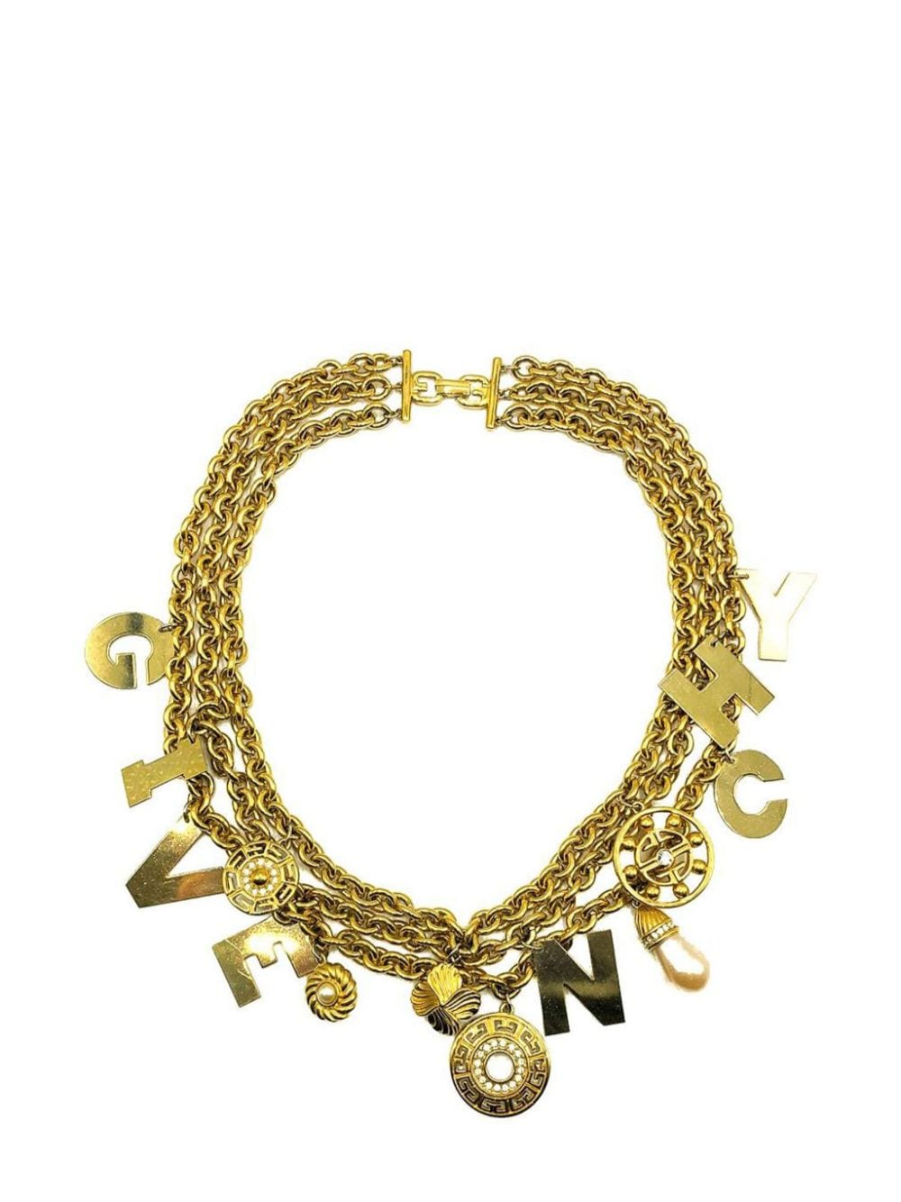Givenchy Pre-Owned Vintage Givenchy Standout Runway Spell Out Letter Charm Chain Collar 1980s - Gold von Givenchy Pre-Owned