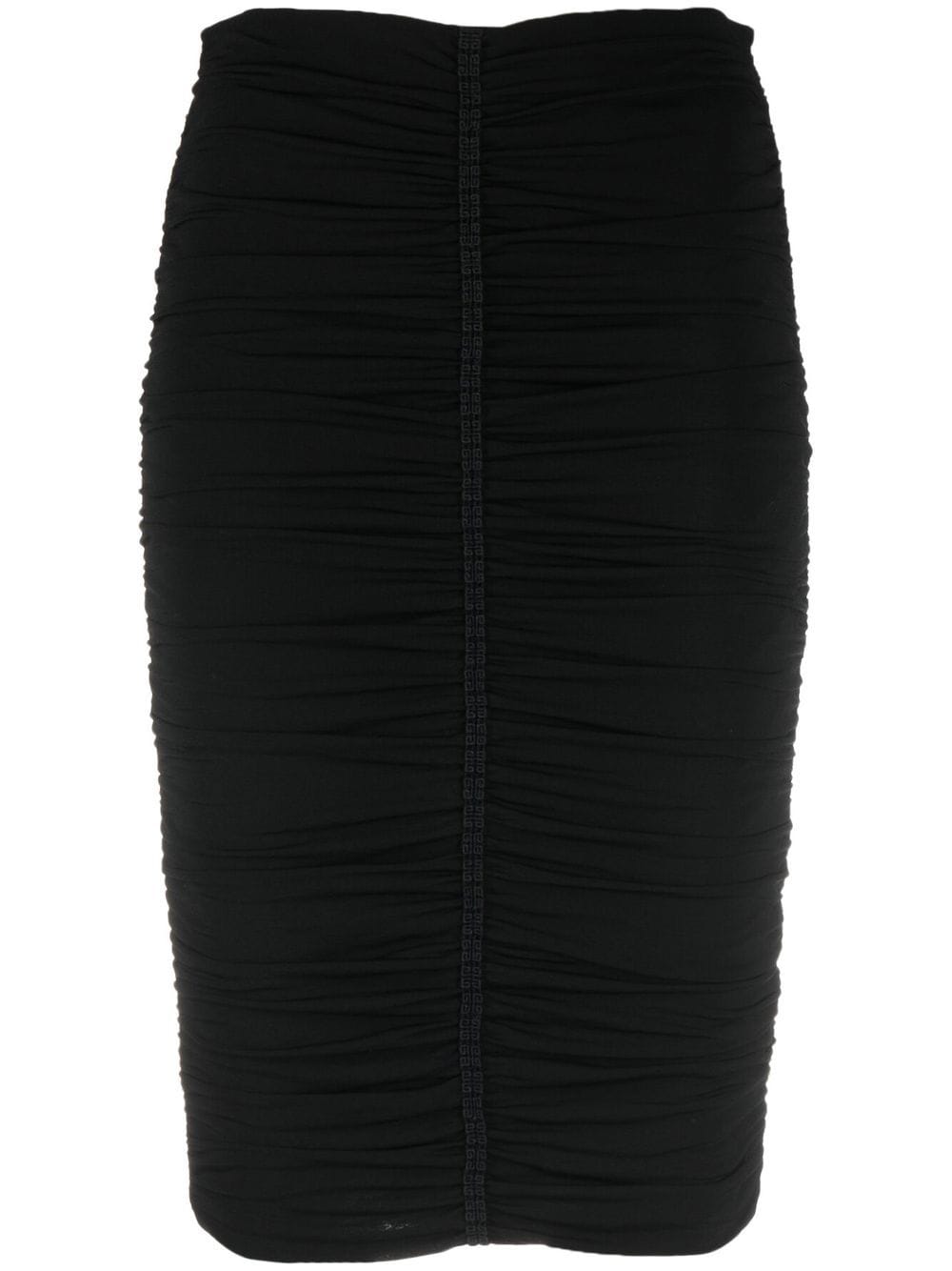 Givenchy 4G-embroidered ruched skirt - Black von Givenchy