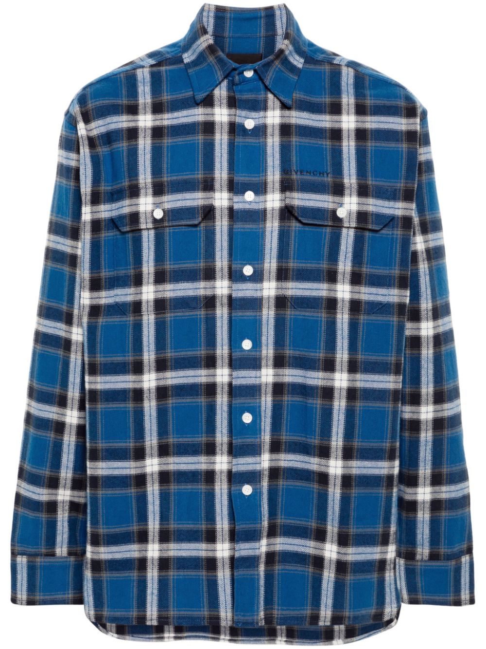 Givenchy Lumberjack check-print cotton shirt - Blue von Givenchy