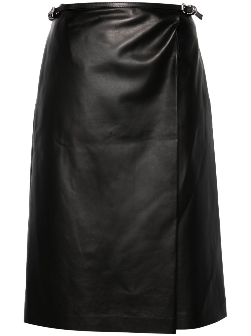 Givenchy belted leather wrap skirt - Black von Givenchy