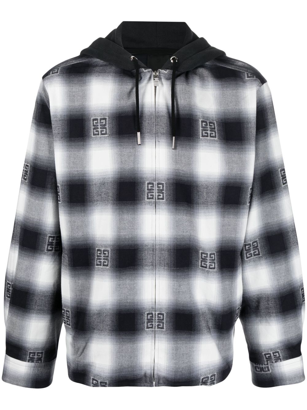 Givenchy check-pattern oversize hooded shirt jacket - Black von Givenchy