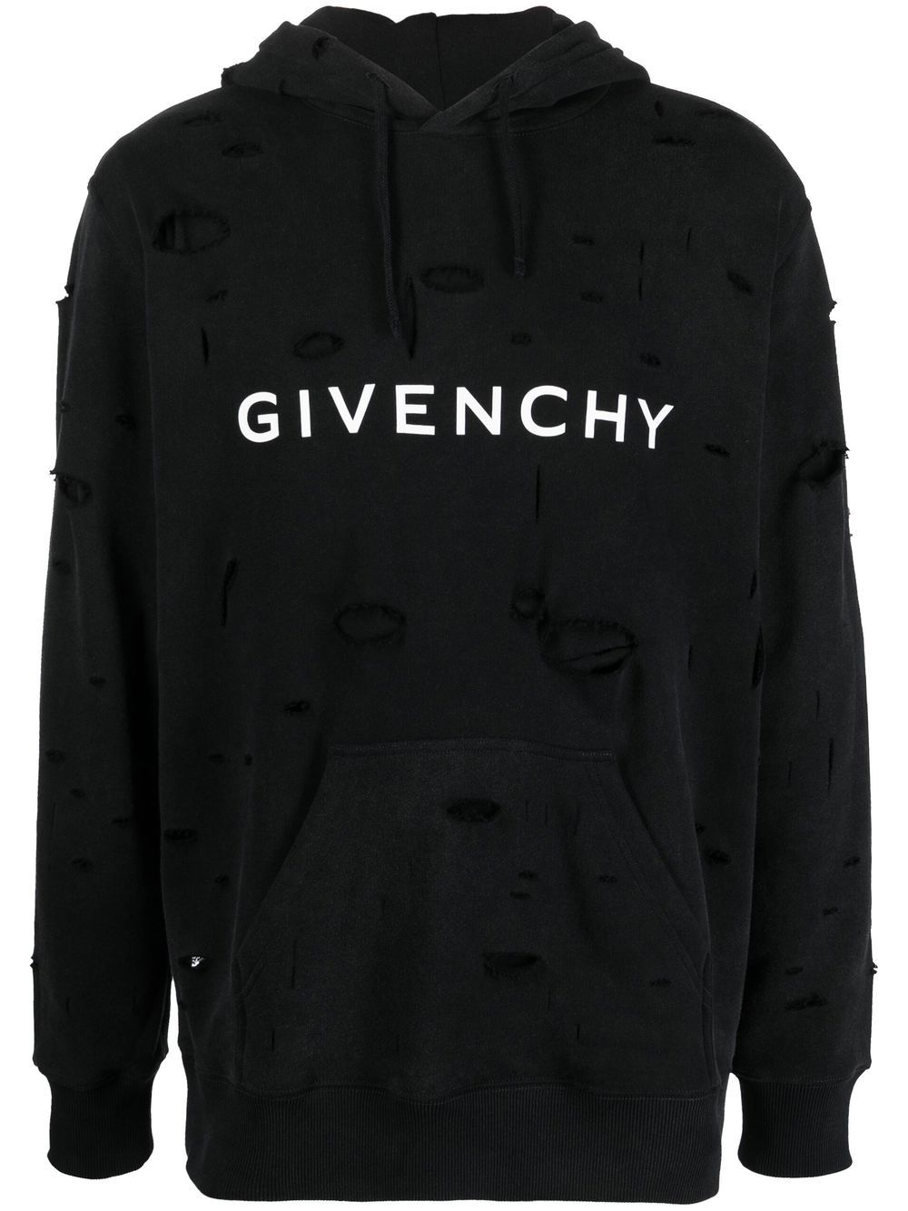 Givenchy distressed-effect drawstring hoodie - Black von Givenchy