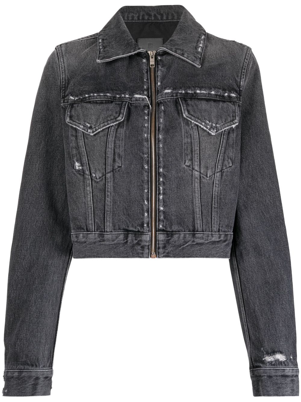 Givenchy distressed-effect zipped denim jacket - Black von Givenchy
