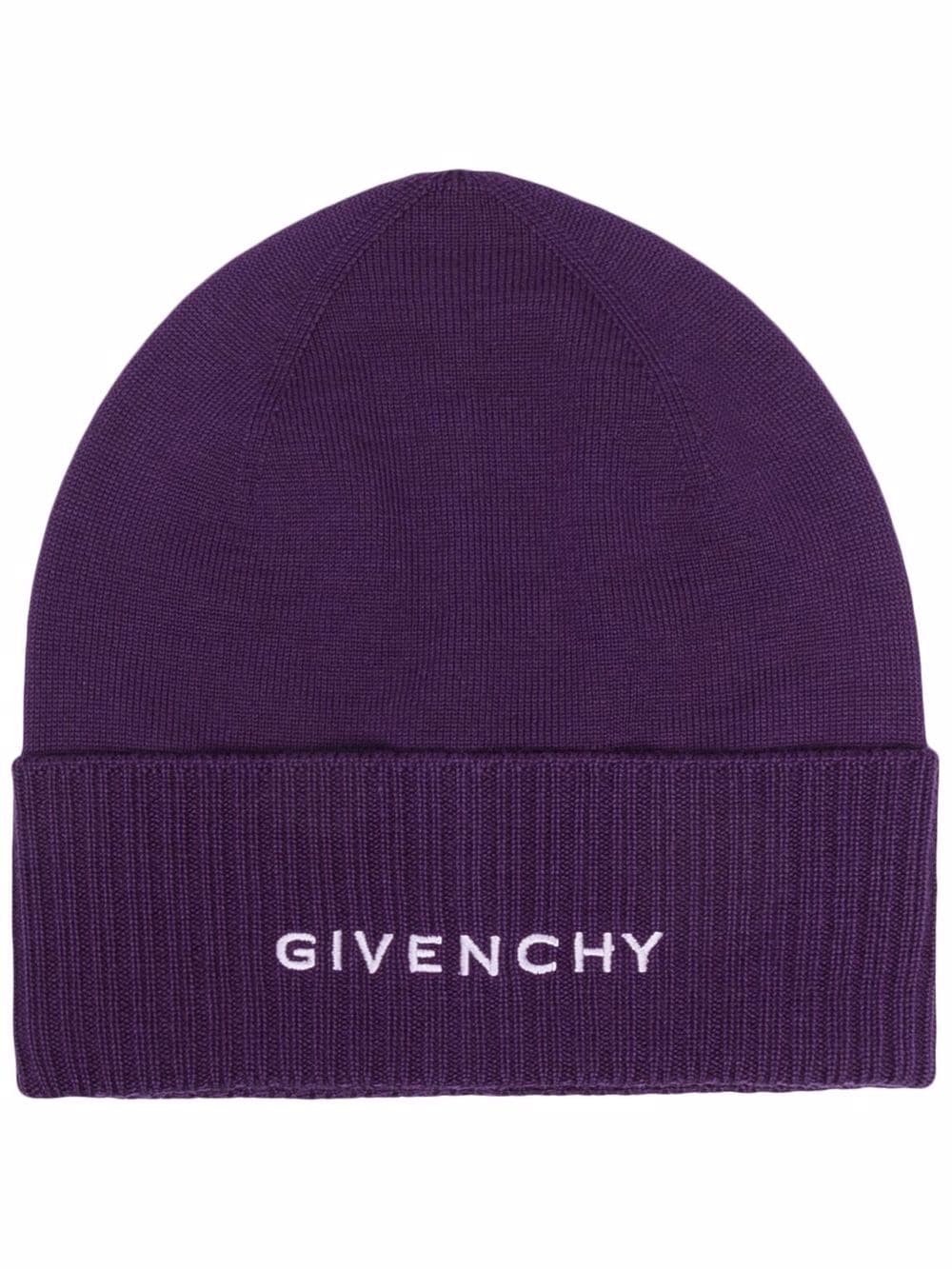Givenchy embroidered-logo wool beanie - Purple von Givenchy