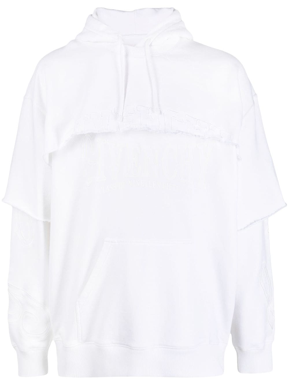 Givenchy layered drawstring cotton hoodie - White von Givenchy
