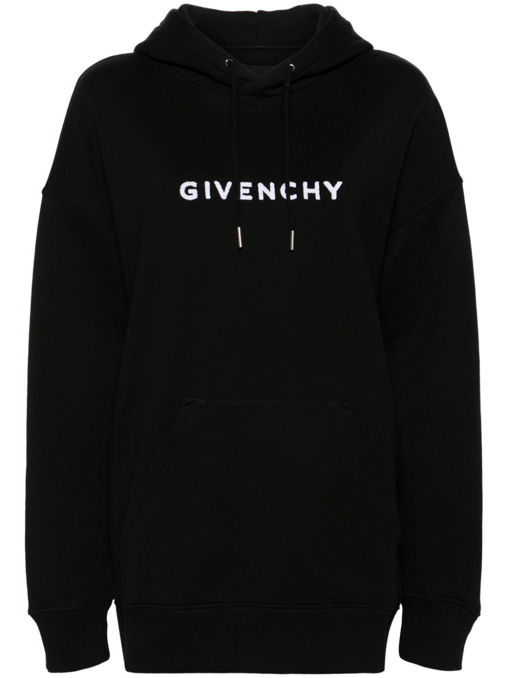 Givenchy logo-flocked cotton hoodie - Black von Givenchy