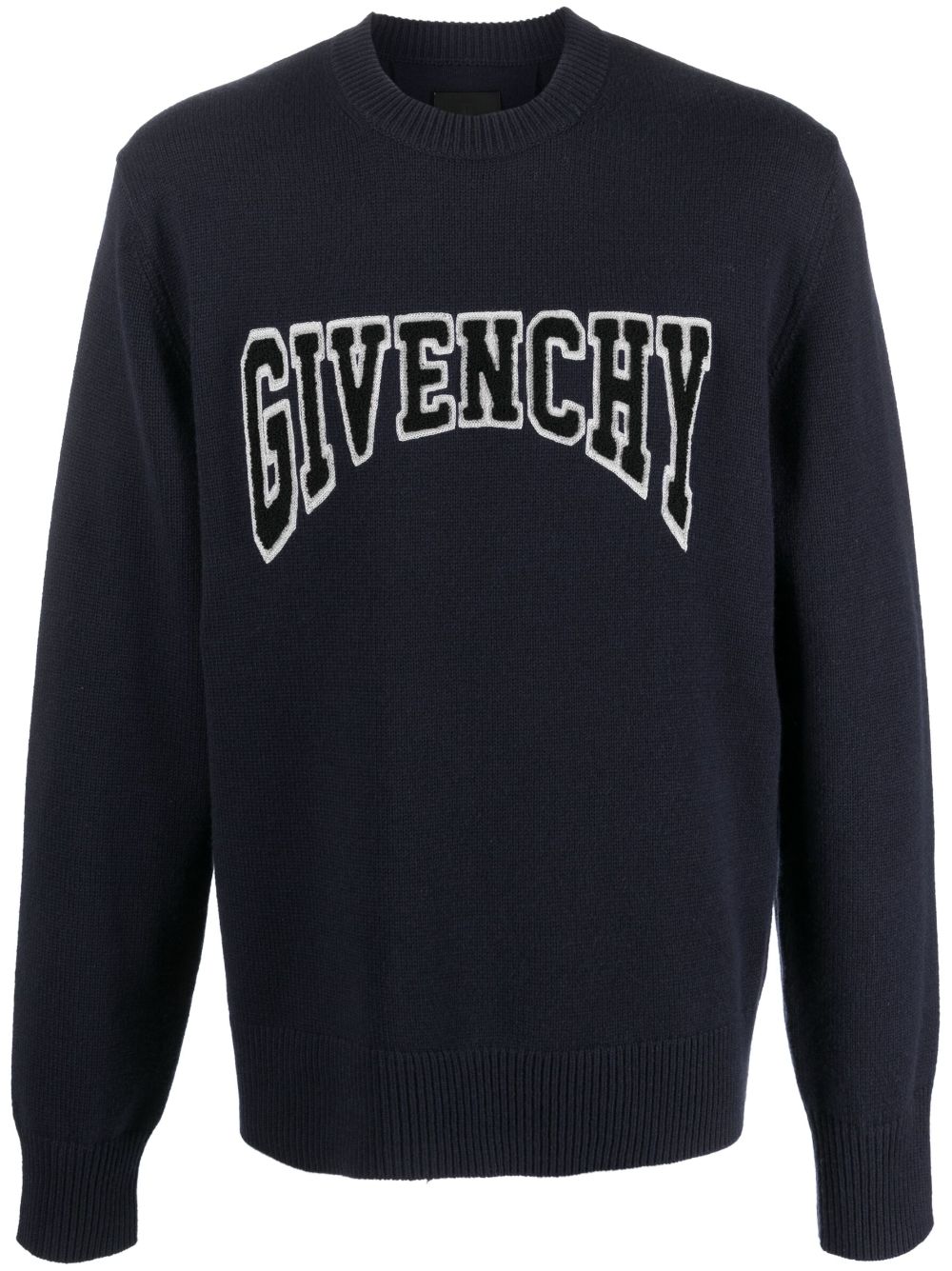 Givenchy logo-patches knitted jumper - Blue von Givenchy