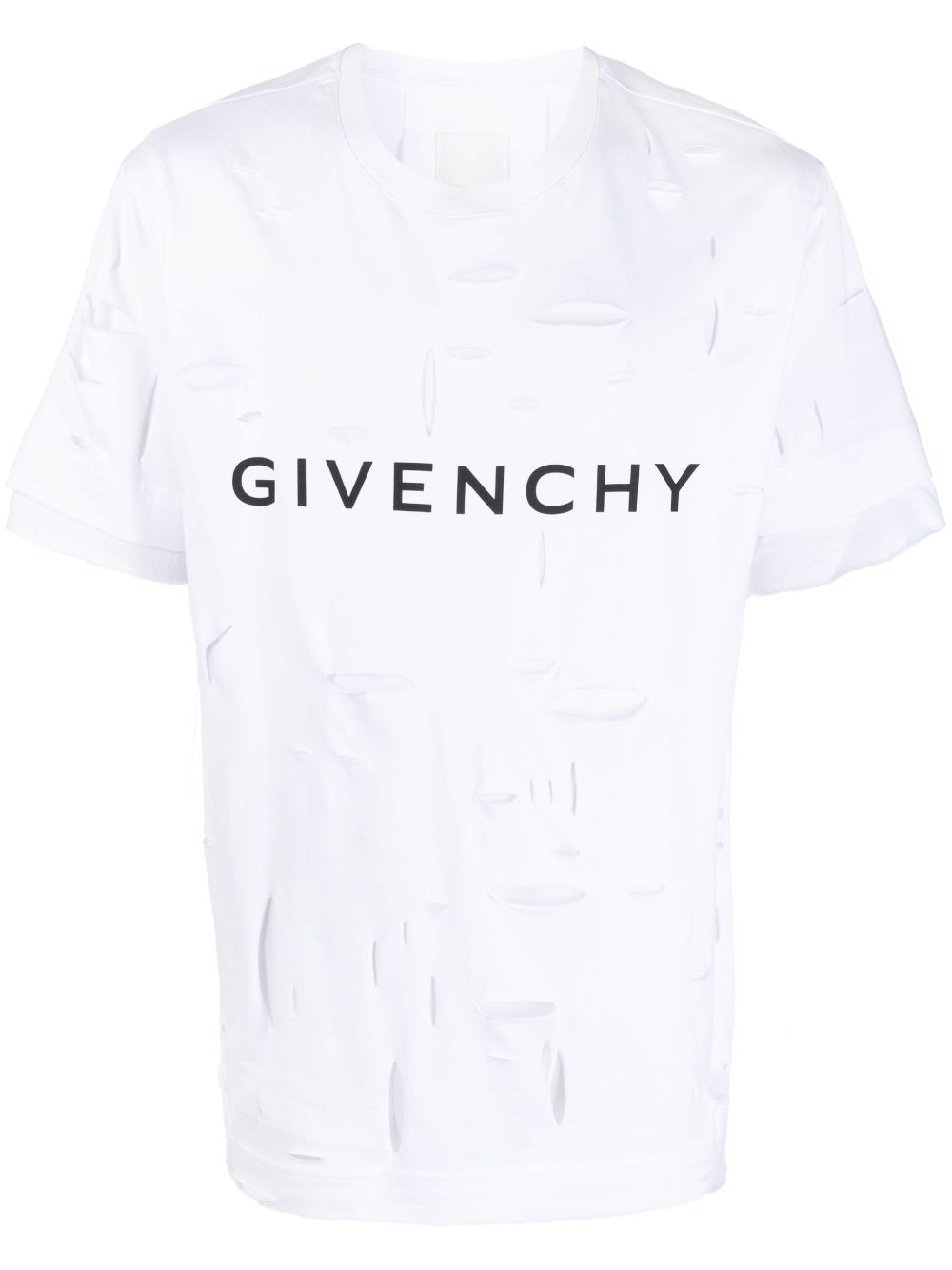 Givenchy logo-print distressed cotton T-shirt - White von Givenchy