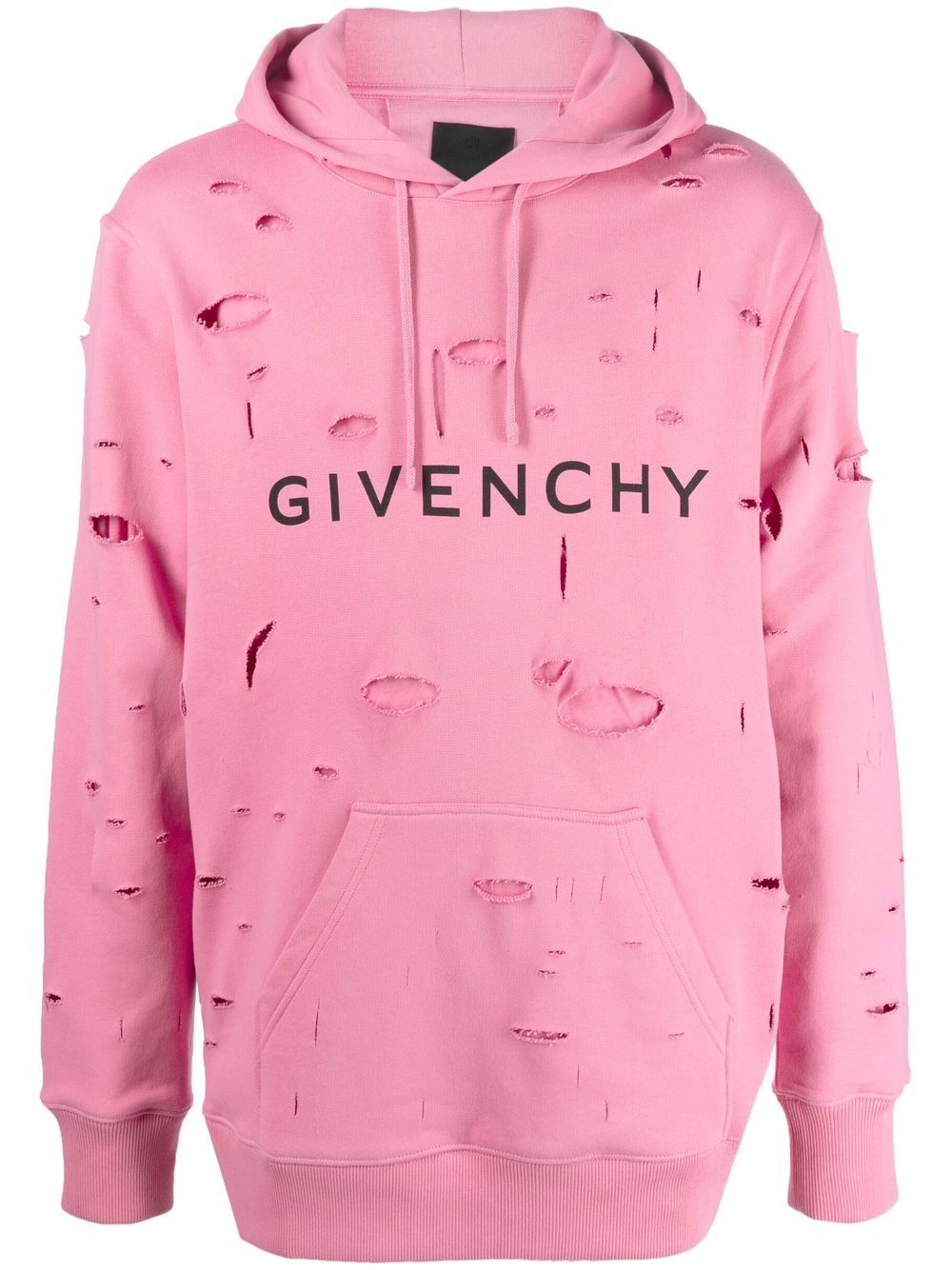 Givenchy logo-print distressed hoodie - Pink von Givenchy