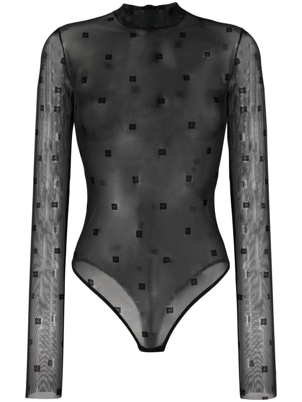 Givenchy logo-print mesh bodysuit - Black von Givenchy