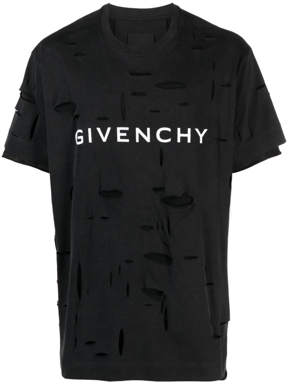 Givenchy logo-print ripped T-shirt - Black von Givenchy