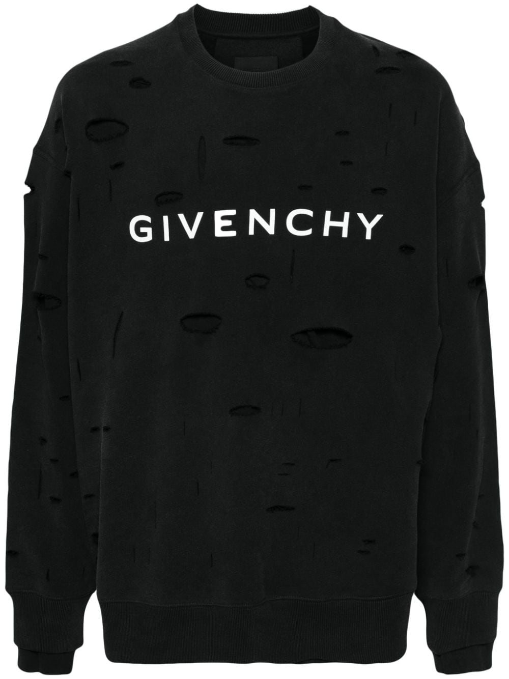 Givenchy logo-print ripped sweatshirt - Black von Givenchy