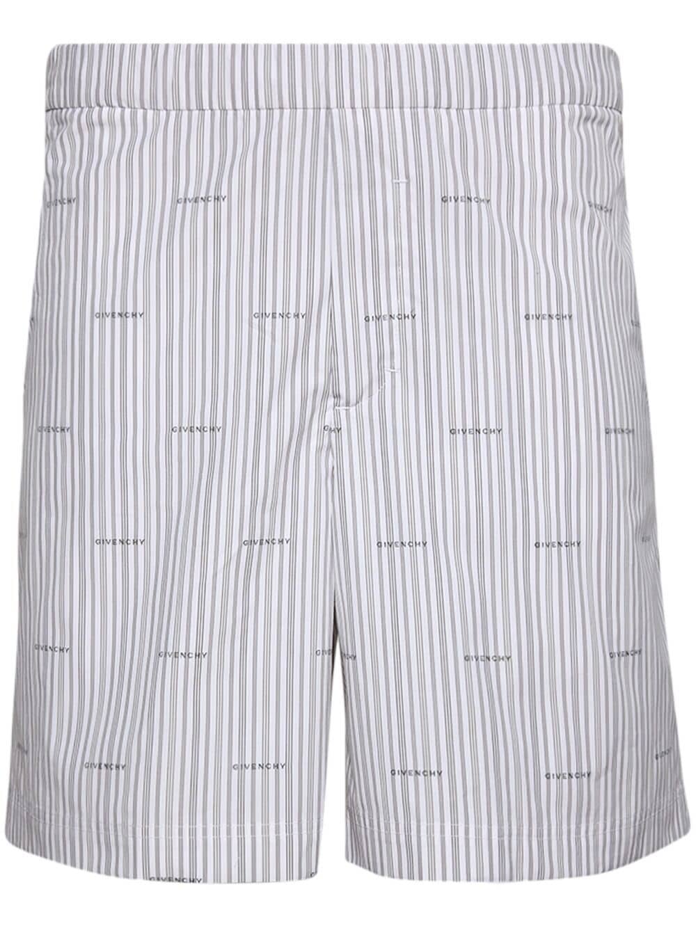 Givenchy logo-print striped cotton shorts - Grey von Givenchy