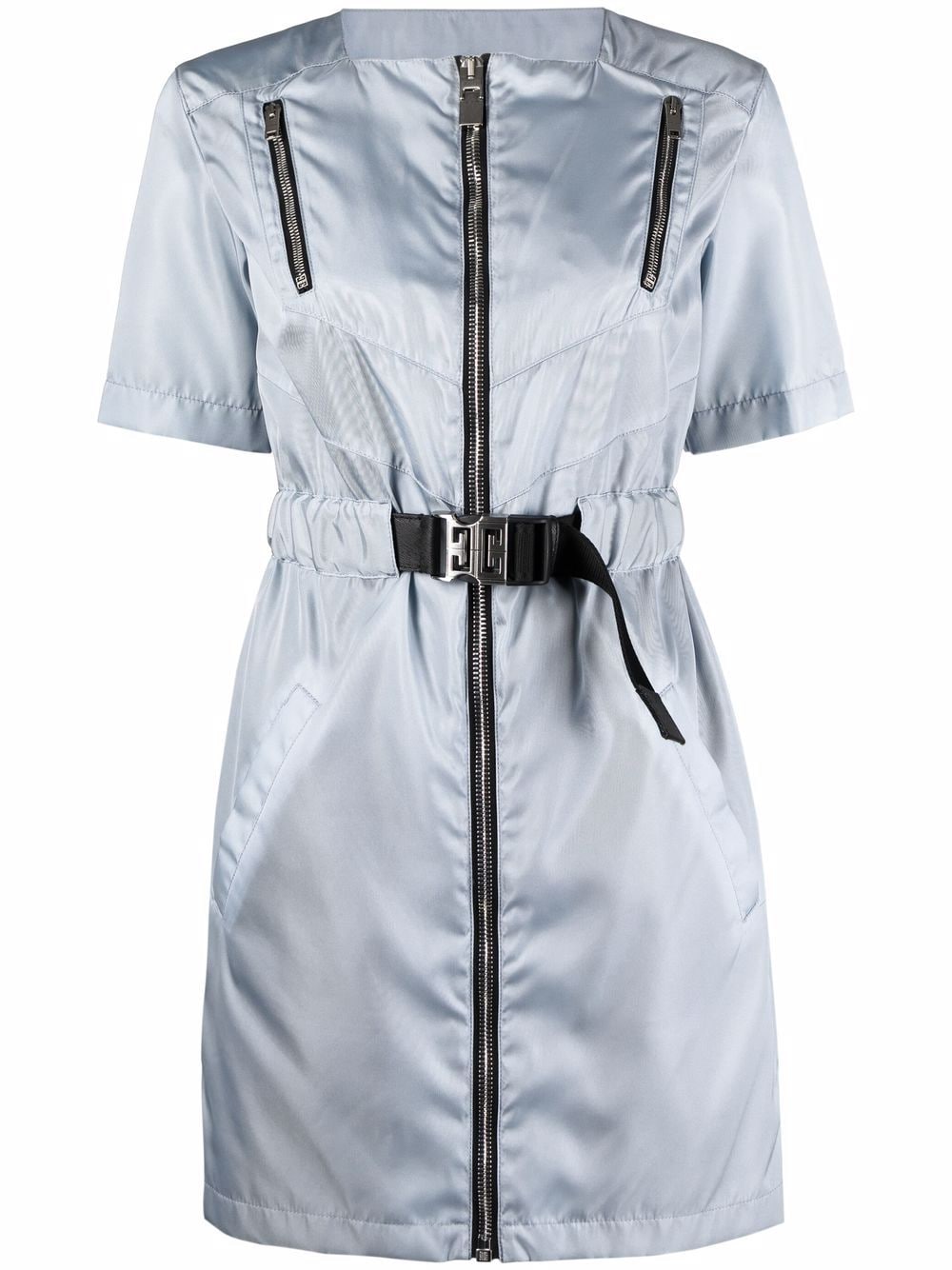 Givenchy metallic zip-detail short-sleeved dress - Blue von Givenchy