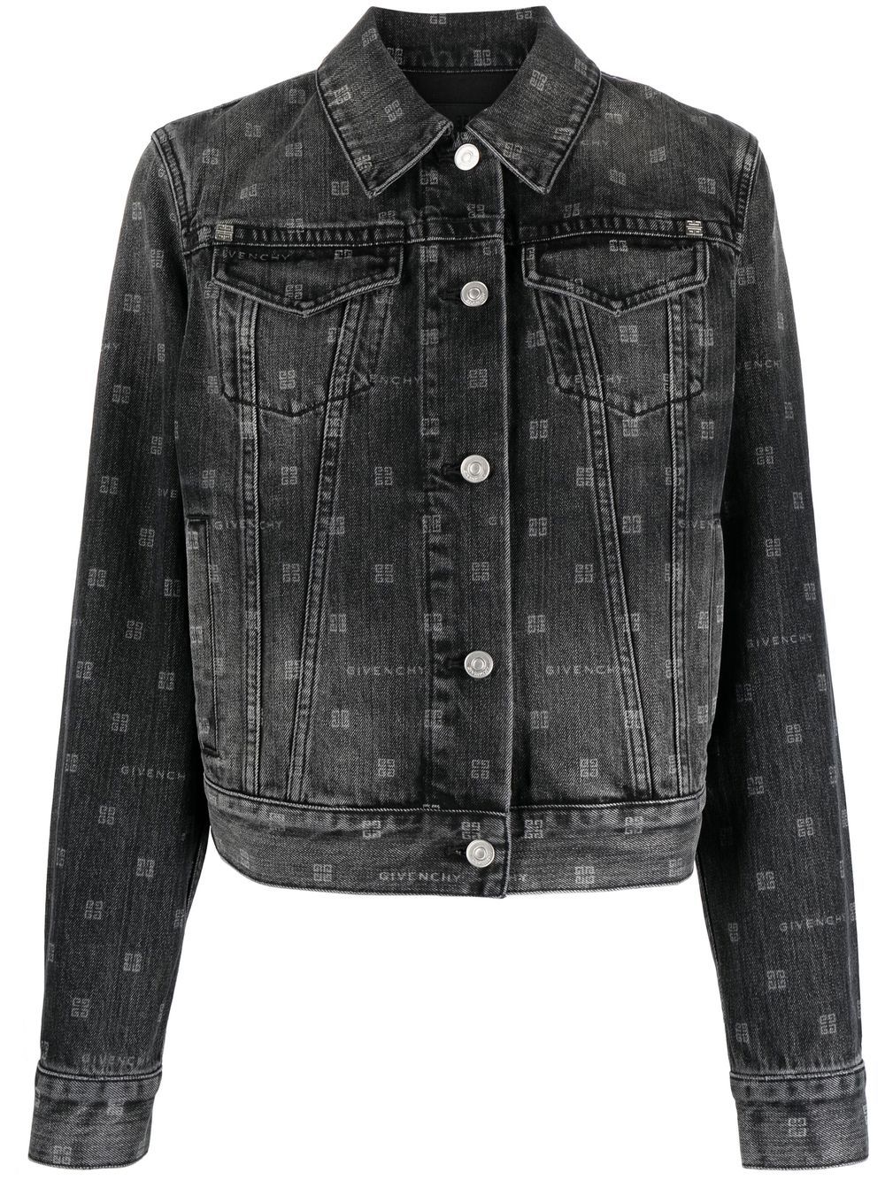 Givenchy monogram-pattern denim jacket - Black von Givenchy