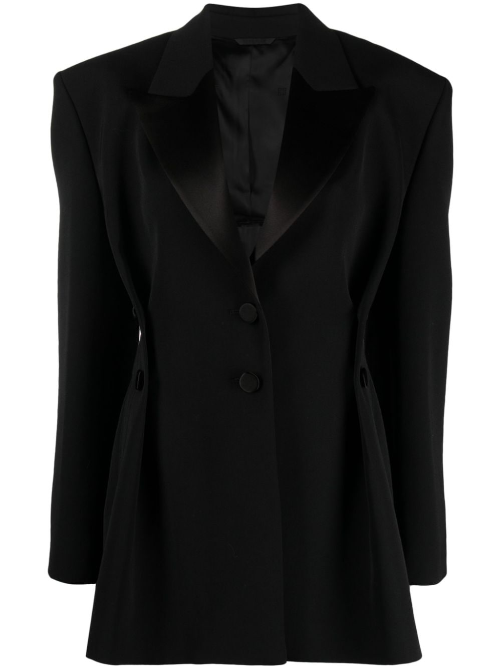 Givenchy pleated single-breasted wool blazer - Black von Givenchy