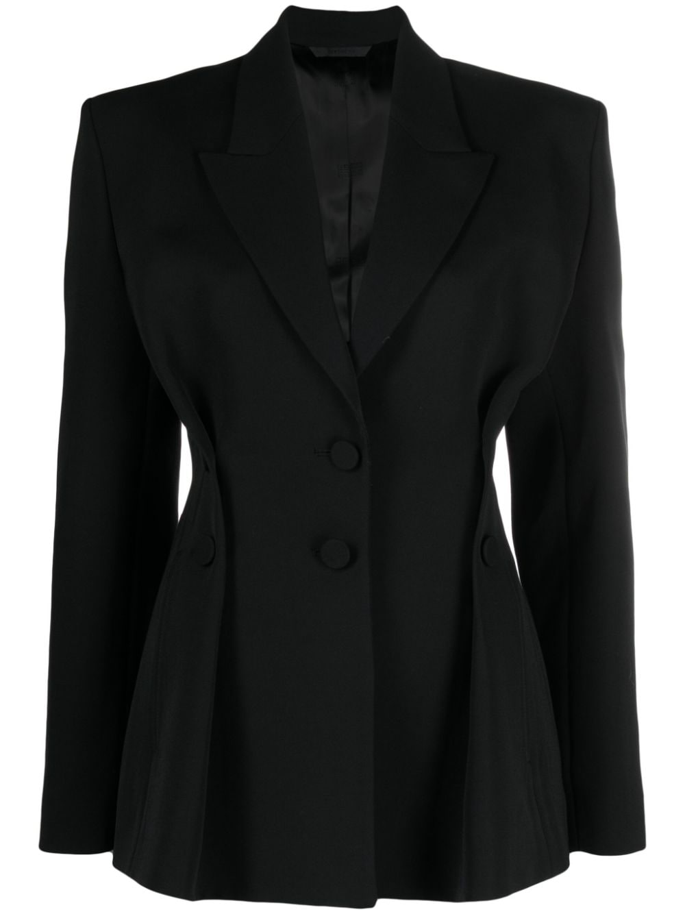 Givenchy pleated wool single-breasted blazer - Black von Givenchy