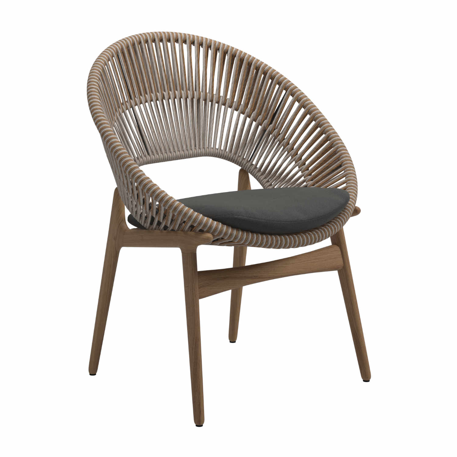 Bora Dining Chair, Farbe Geflecht umber, Stoffbezug linen 146 von Gloster