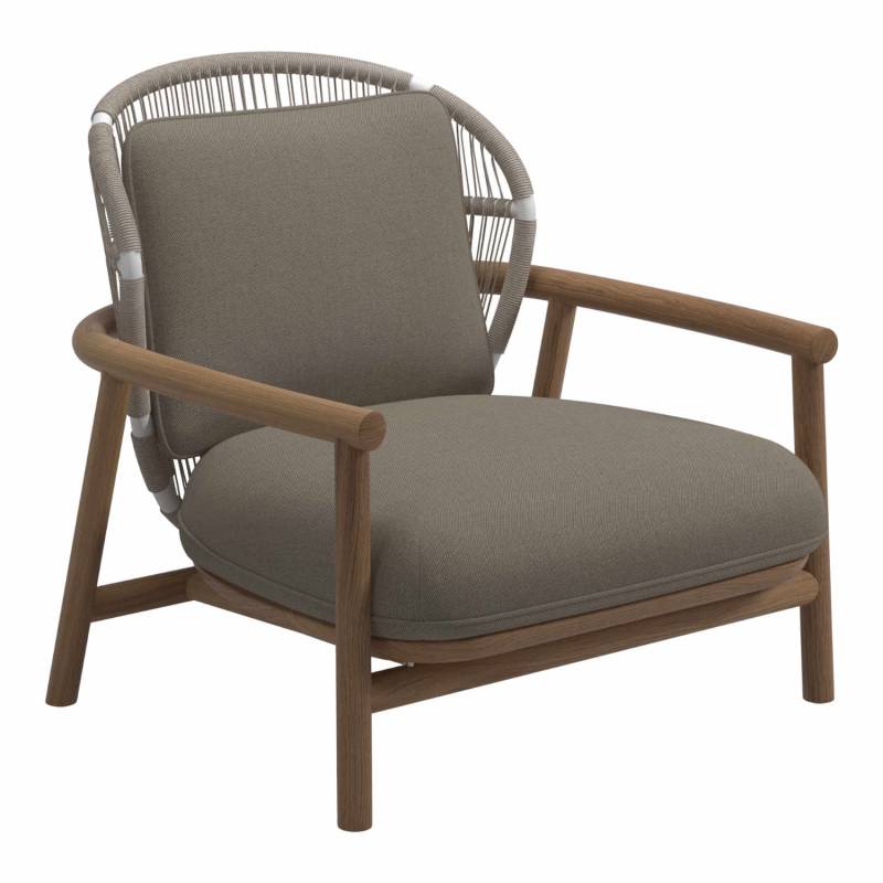 Fern Low Back Lounge Chair Sessel Gloster, Rückenlehne rahmen weiss / seil dune, Stoffbezug sand 147 von Gloster