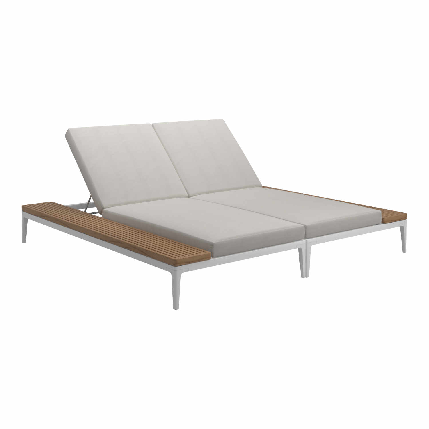 Grid Double Lounger Teak Liege, Gestell java, Stoffbezug coal 144 von Gloster