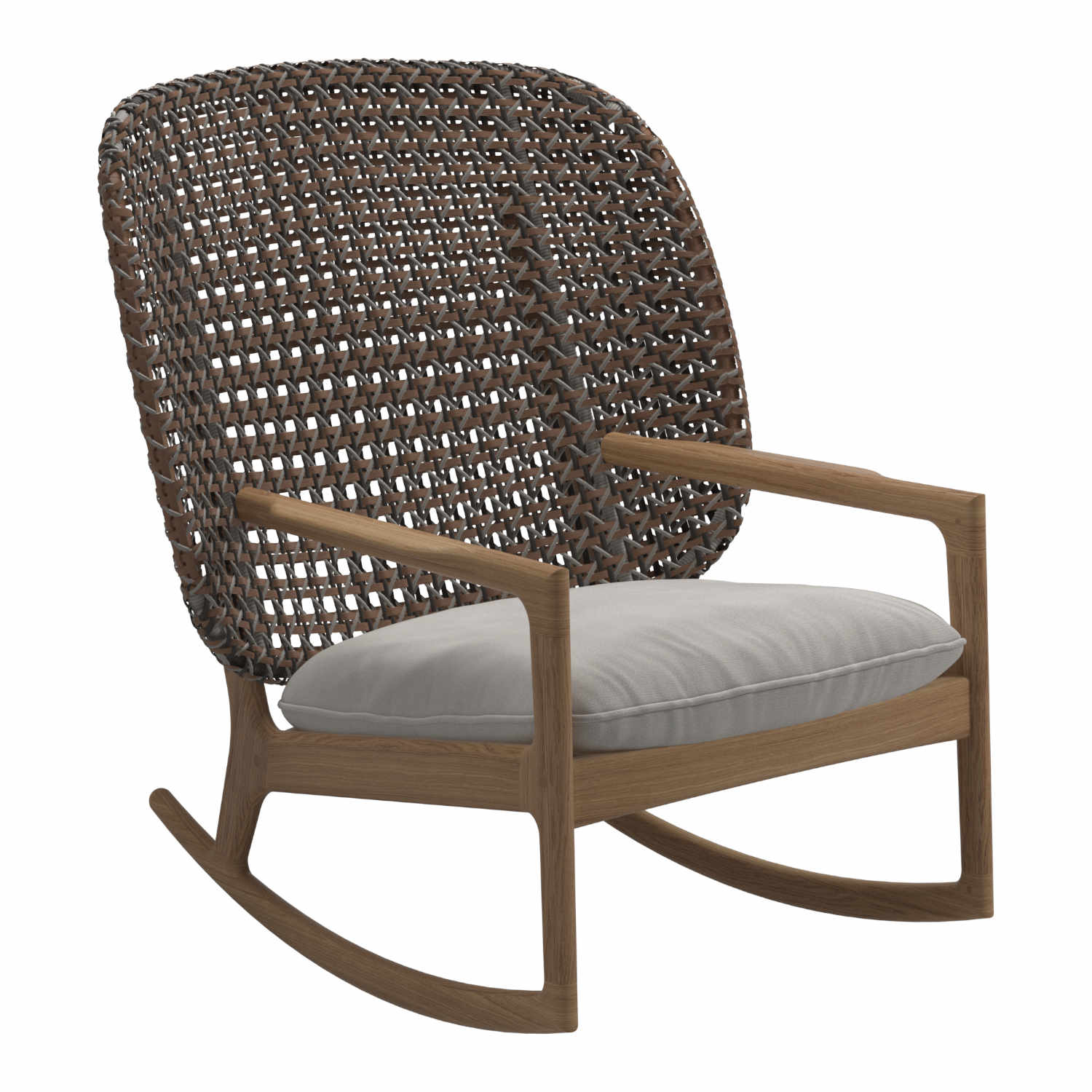 Kay High Back Schaukelstuhl, Farbe Geflecht brindle, Stoffbezug coal 144 von Gloster