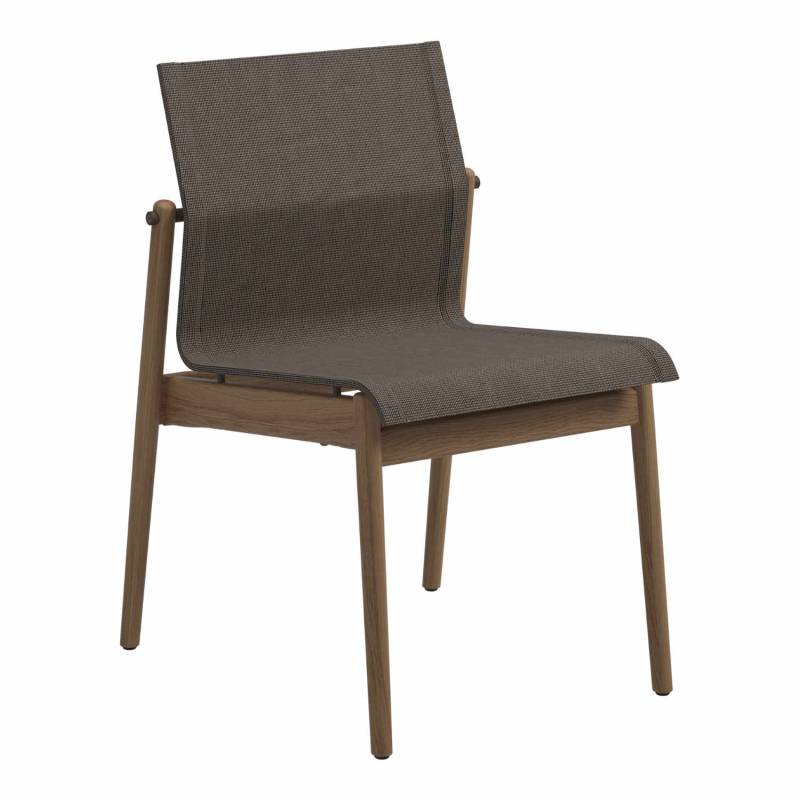Sway Teak Stapelstuhl, Metallelemente java, Slingfarbe sepia sling von Gloster