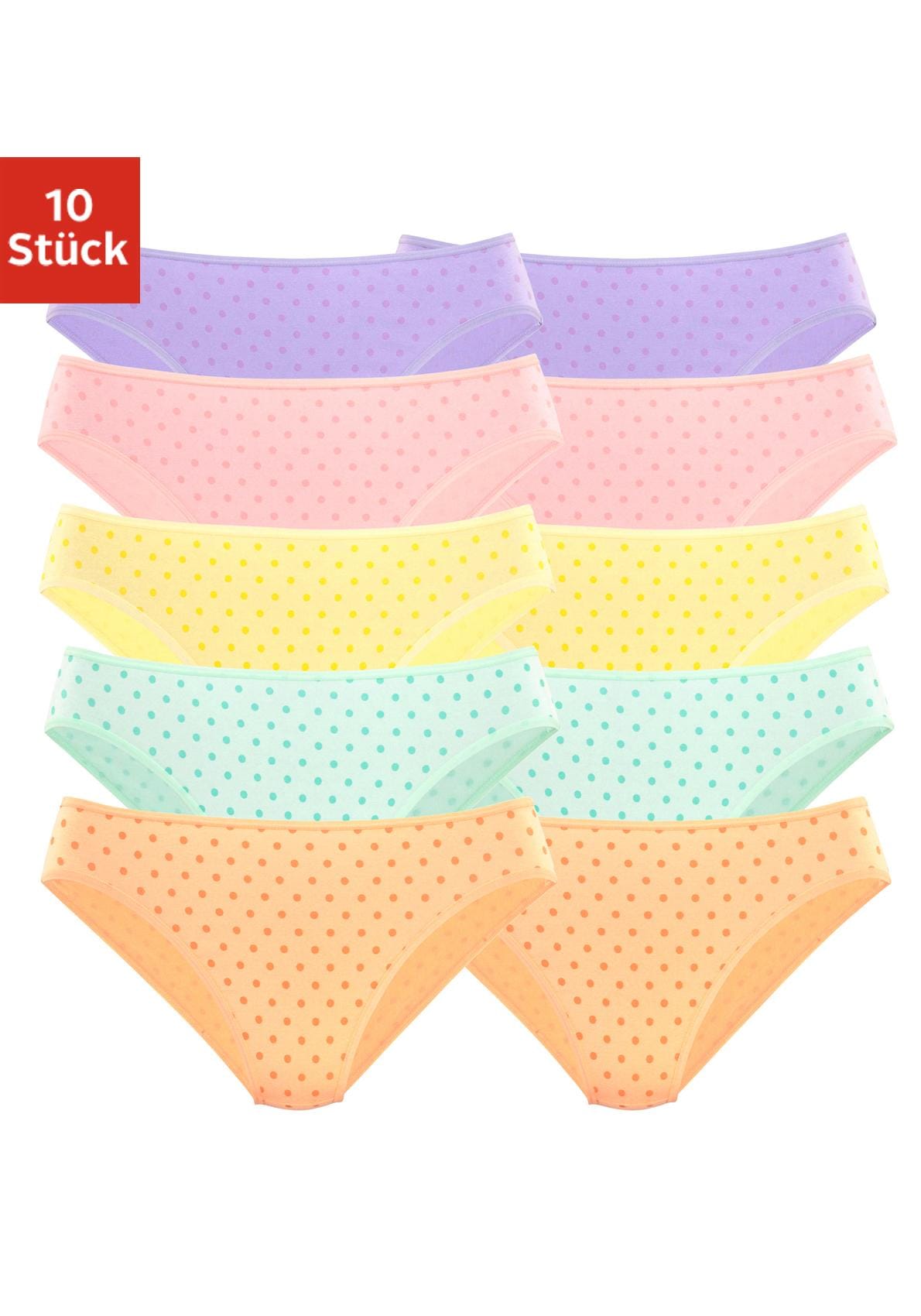 petite fleur Bikinislip, (Packung, 10 St.), aus elastischer Baumwolle von PETITE FLEUR