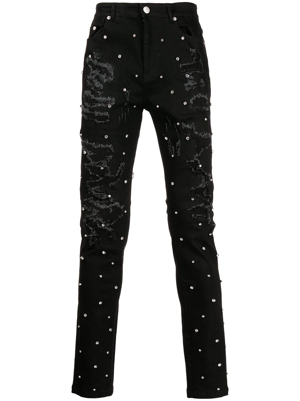 God's Masterful Children Apocalypse distressed crystal-embellished jeans - Black von God's Masterful Children