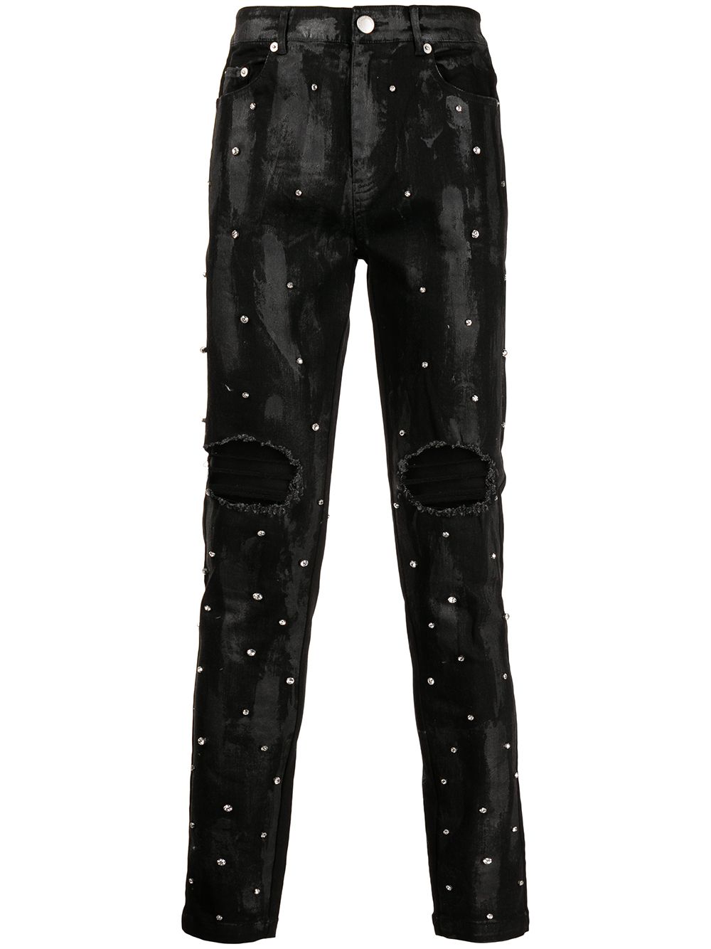 God's Masterful Children Harley distressed wax-appliqué jeans - Black von God's Masterful Children