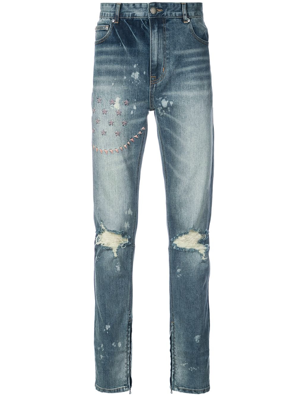 God's Masterful Children ripped embroidered slim-fit jeans - Blue von God's Masterful Children