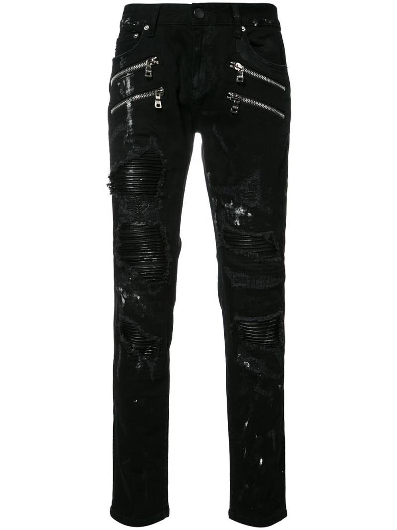 God's Masterful Children shredded trim slim-fit jeans - Black von God's Masterful Children